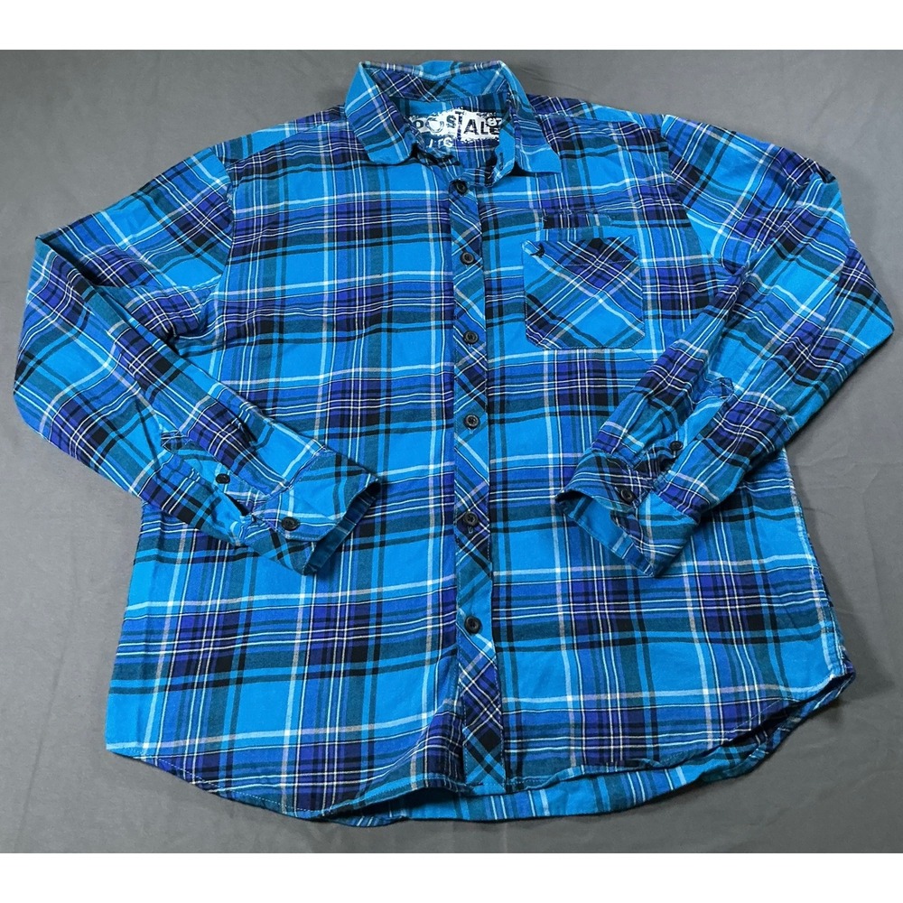 Aeropostale Mens XL Blue Purple Plaid Flannel Button Down Shirt Long Sleeve